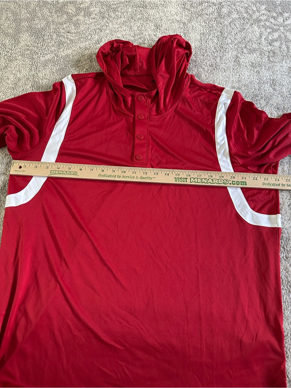 adidas Red and White Men's Athletic Long Sleeve Pullover - Picture 13 of 13